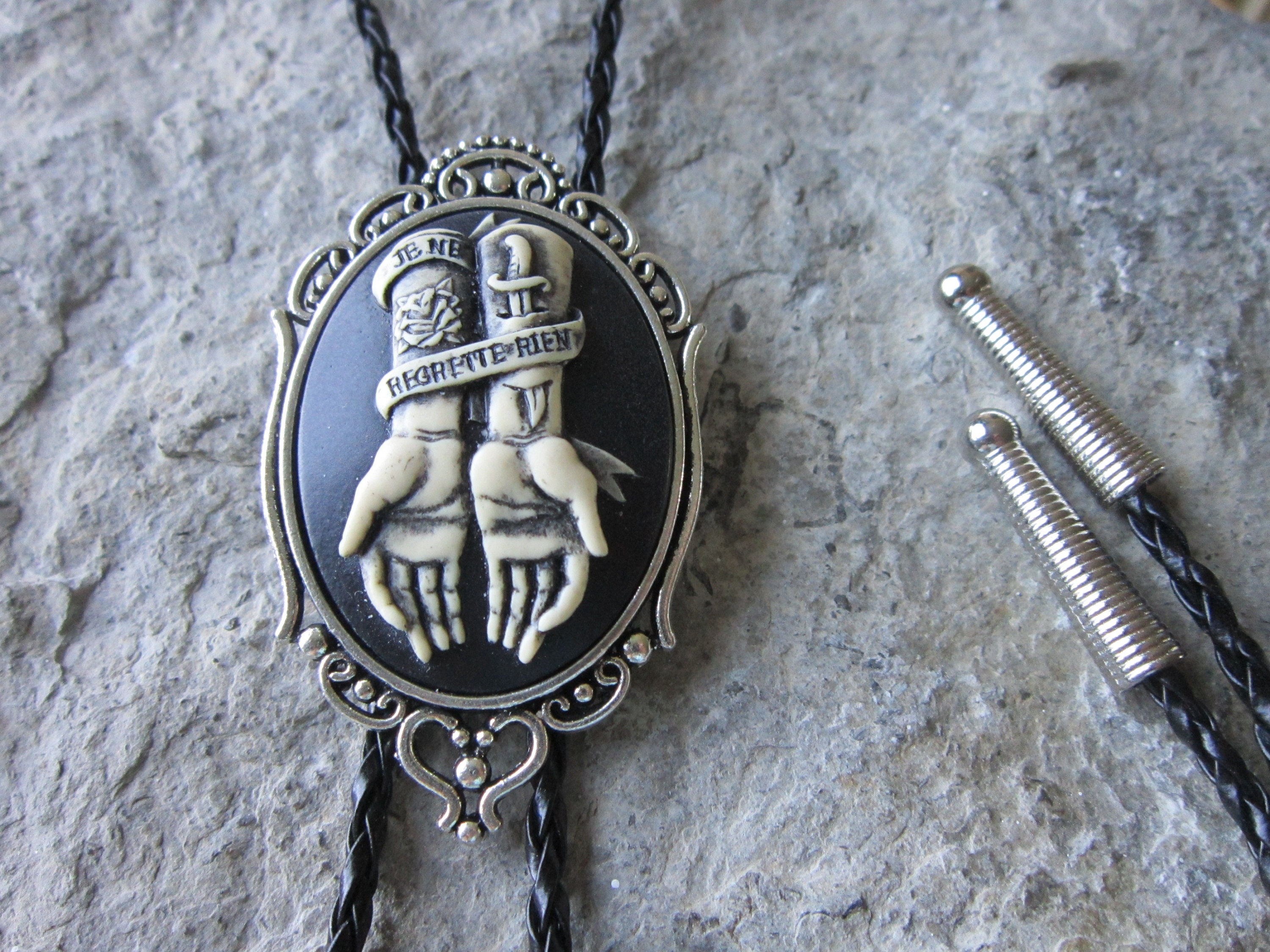 Hand Painted No Regrets, Tattoo Cameo Unisex Bolo Bola Tie Necklace Choker  Tie Biker Southwestern - Etsy Hong Kong