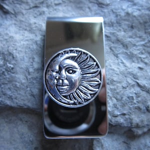 Sun and Moon Stainless Steel Money Clip - Cadeau de la fête des Pères - Cadeau papa- Fête des Pères - Astrologie