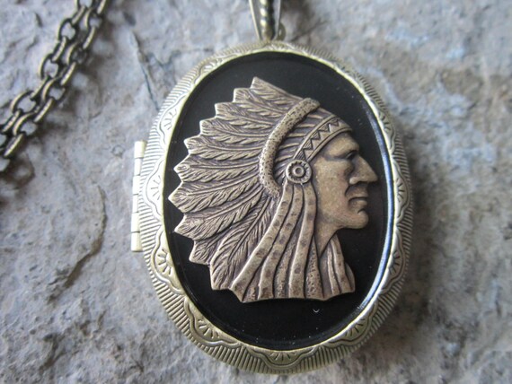 Superbe Pendentif Broche Vintage Hindou En Bronze émaillé - Doré
