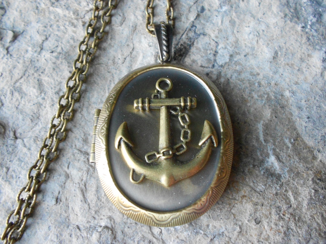 Locket--stunning Anchor Bronze Pendant Locket - Nautical, Naval, Navy ...