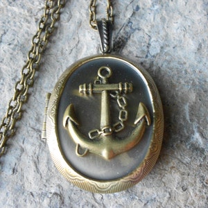 LOCKET--Stunning Anchor Bronze Pendant Locket -  Nautical, Naval, Navy - 2" long--- Vintage Look - Antiqued Look-  Great Quality