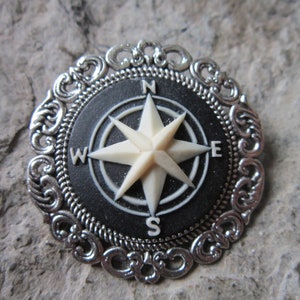 Choose Gold or Silver - Compass Cameo Brooch / Pin - Nautical, Naval ...