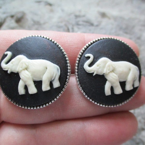 Pair of Cameo Elephant Cuff Links - African - Africa - Christmas- Quality - Cufflinks - Scarf Pin, Scarf Clip