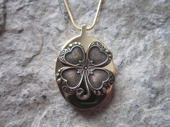 Irish Shamrock Four Leaf Clover Gold Plated Stainless Steel Urn