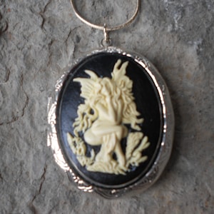 LOCKET--Sea Fairy -- Mermaid with Wings Pendant Locket--  2&quot; long-- Great Quality - Mythical - Fantasy