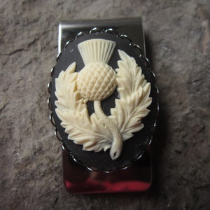 Stainless Steel Scottish Thistle Cameo Money Clip - Scotland - Celtic - Father&#39;s Day Gift - Dad - Anniversary - Father&#39;s Day