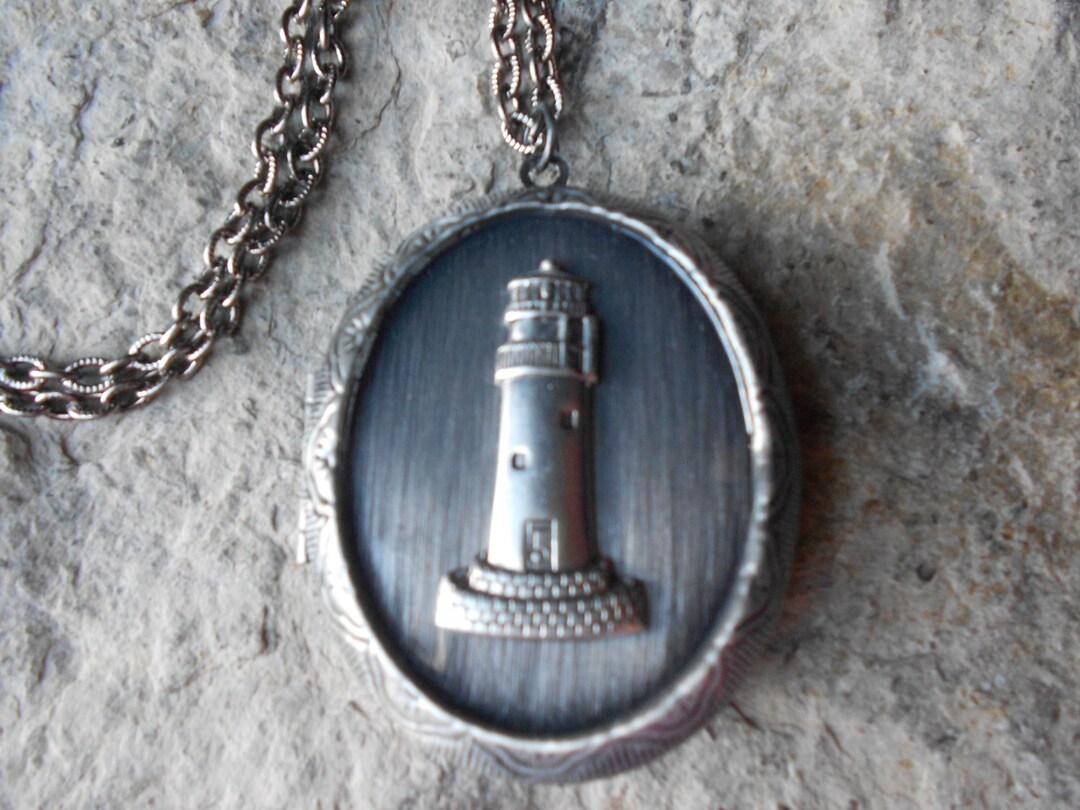 Antiqued Silver Lighthouse Locket High Quality Cruise Vacation Nautical