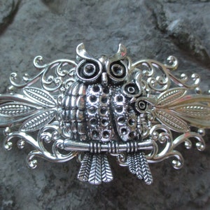 Owl Silver Filigree Barrette - Halloween - Horned Owl - Barn Owl -  Accessory Hair Jewelry - Accessory