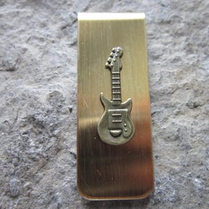 Gold Plated Brass Guitar Money Clip - Father&#39;s Day Gift - Musician - Music Teacher - Dad Gift- Father&#39;s Day