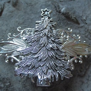 Kerstboom Zilver Filigraan Barrette - Feestelijk - Haar Accessoire - Haar Sieraden - Kerst Accessoire