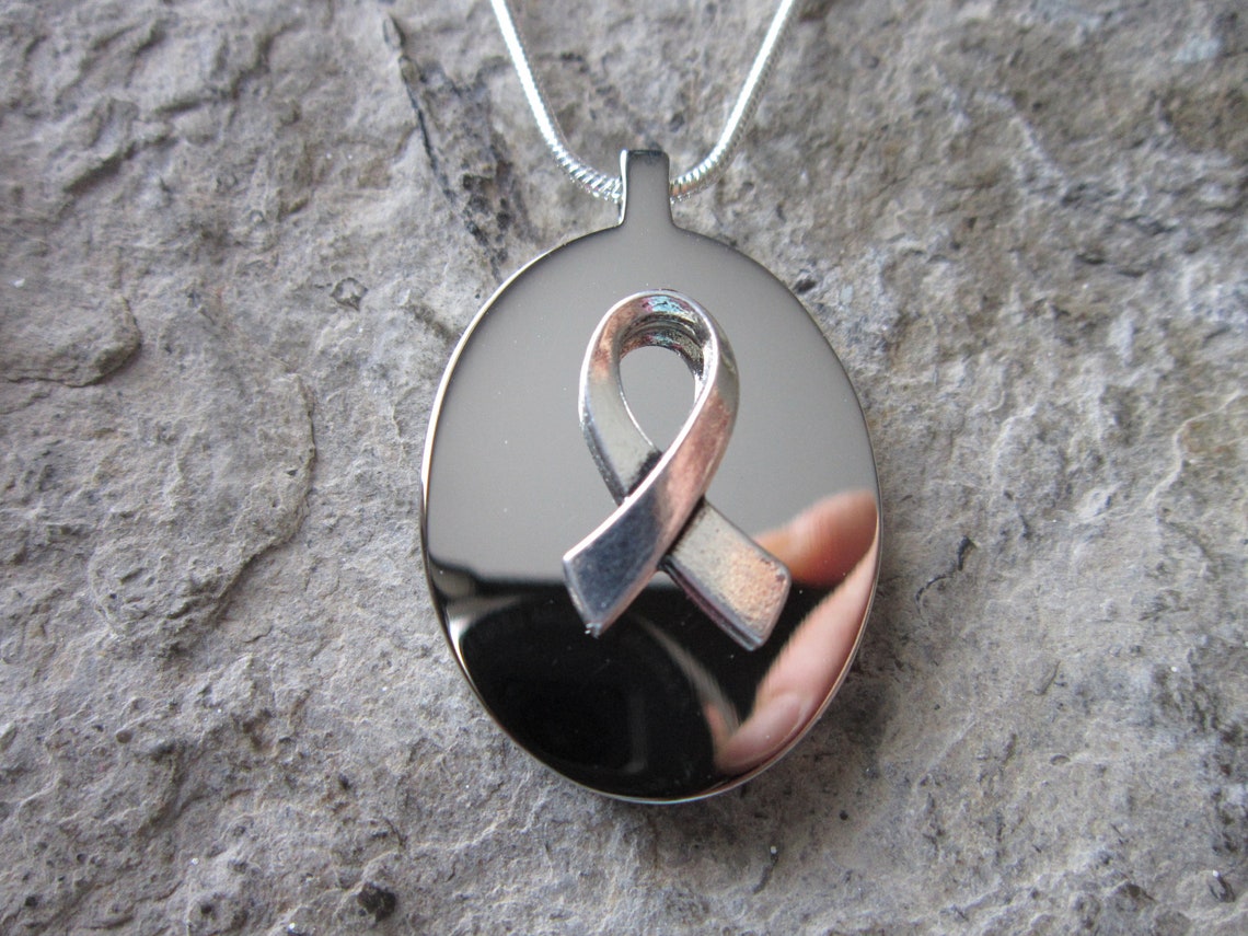Breast Cancer Awareness Ribbon Stainless Steel Oval Urn Etsy