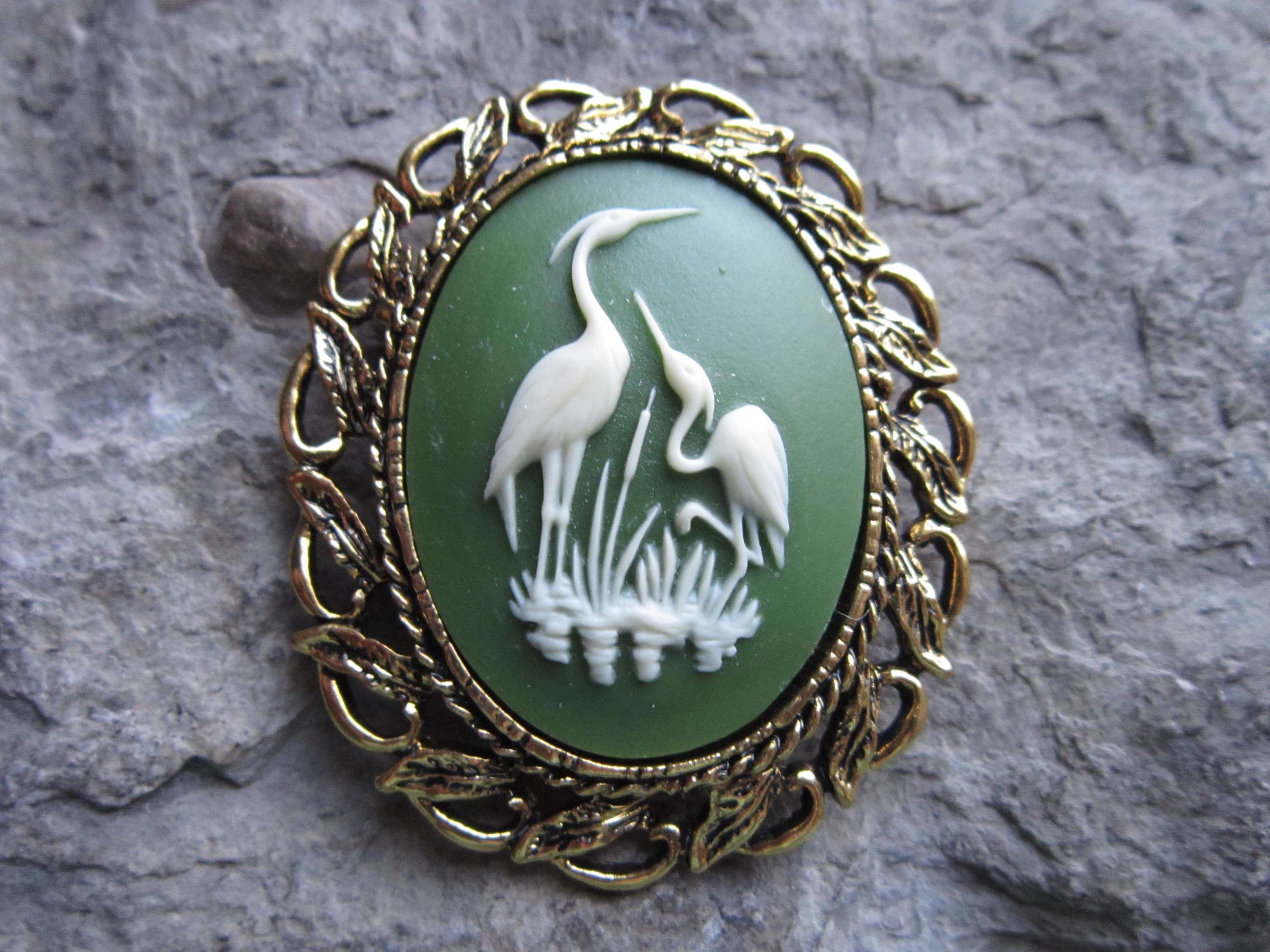 Vintage Crane Brooch - Etsy