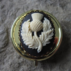Kies voor Gold of Silver - Schotse distel Cameo pil Box - medicatie geval - pil geval - Meds - Celtic - medicatie organisator