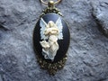 Choose Black or Blue - Stunning Guardian Angel Cameo Gold Pendant Necklace - Religious, Christmas, Easter - Great Quality