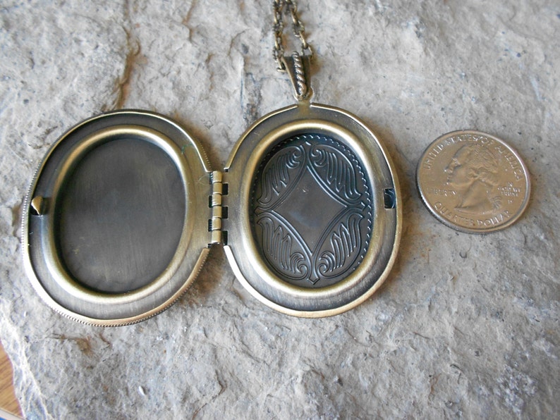 Quality Hummingbird Bronze Locket and French Lever Back Earrings Set - Antiqued Look Blue Wedding -Bridesmaid