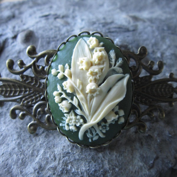 Choisissez vert, noir ou bordeaux - muguet camée bronze filigrane barrette - accessoire de cheveux - mariée - cheveux - mariée