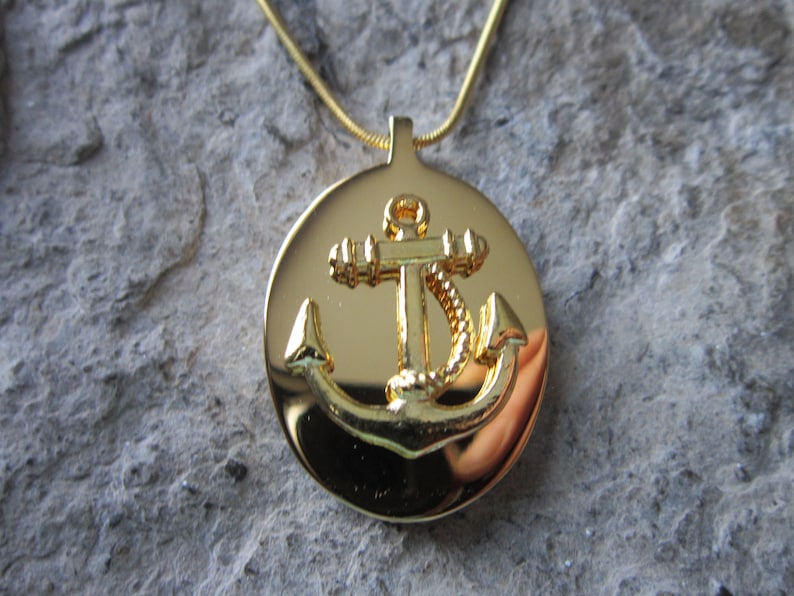 Anchor Gold Plated Stainless Steel Urn Necklace Ashes Lock Etsy