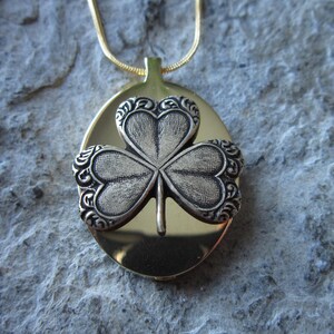 Choose Gold or Bronze - Irish Shamrock, Clover Gold Plated Stainless Steel Urn - Ashes - Lock of Hair - Memorial - Urn - Ireland - Celtic image 2