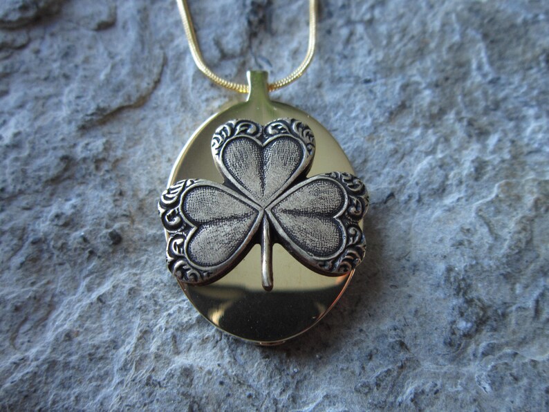 Choose Gold or Bronze - Irish Shamrock, Clover Gold Plated Stainless Steel Urn - Ashes - Lock of Hair - Memorial - Urn - Ireland - Celtic image 2