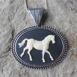 Horse Pendant Necklace -  2&quot; Long -.925 plated 22&quot; Chain - Great Quality - Horse Lover Gift