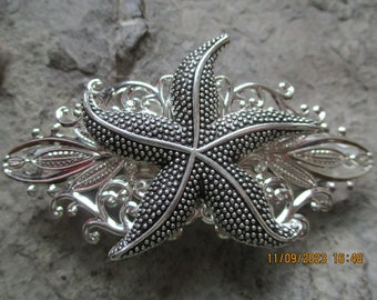 Starfish Silver Filigree Barrette - Hair Accessory - Hair - Vacation Barrette - Tropical Barrette - Sea - Ocean - Beach Barrette