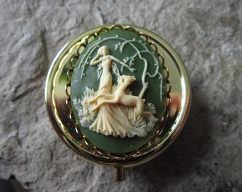 Choose Color- Gold Tone Goddess Diana the Huntress Cameo Pill Box - Medication Case - Pill Case - Meds - Medication Organizer