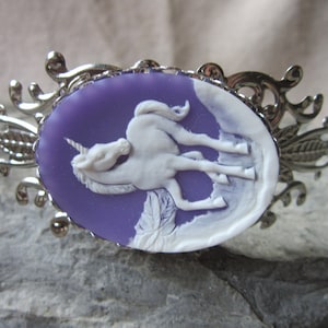 Purple, Black, Pink or Green -  Unicorn Cameo and Filigree Silver or Gold Hairband - Pegasus - Magical - Mystical