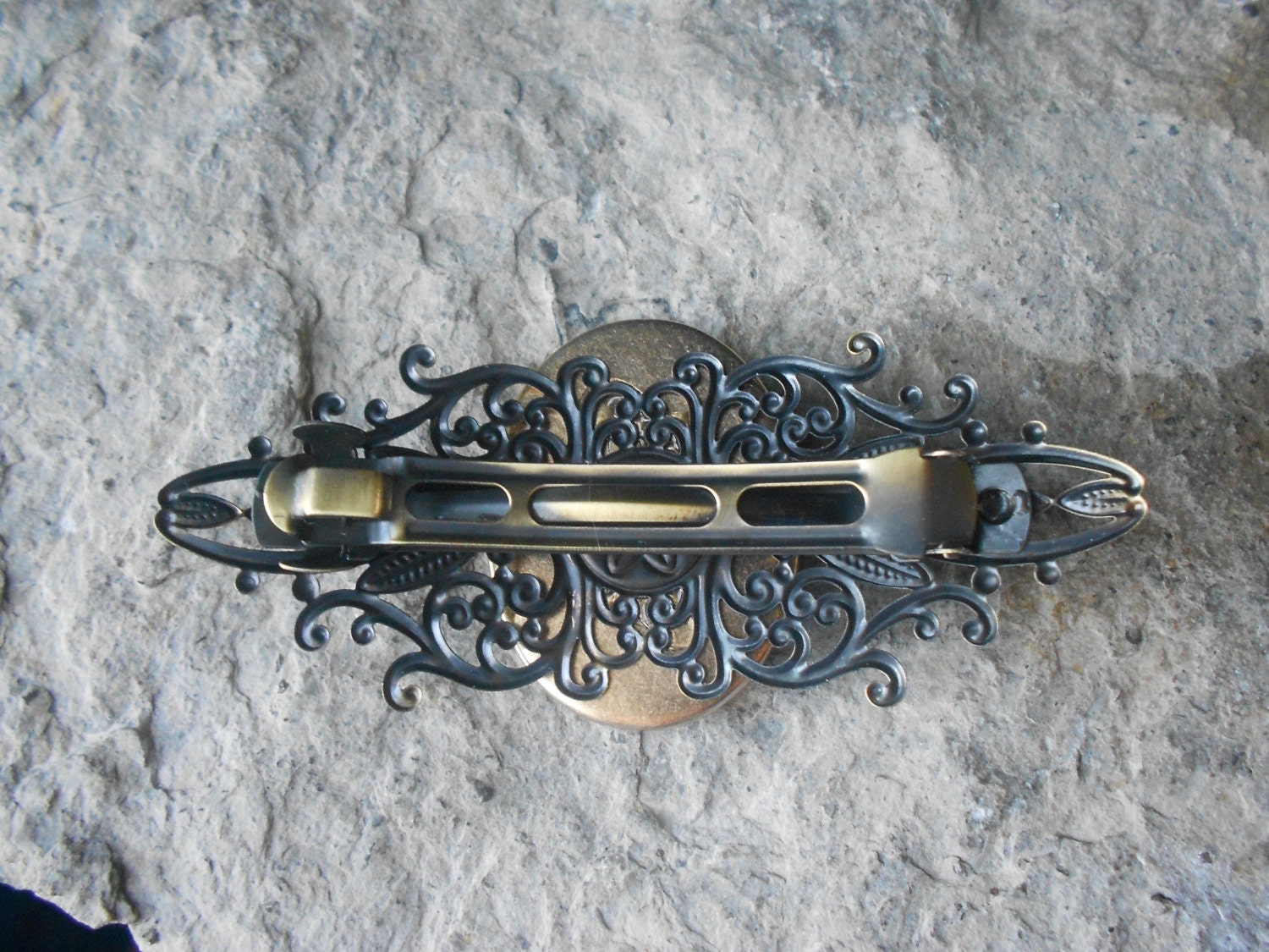 Native American Indian Chief Silver Filigree Barrette - Hair  display picture 2