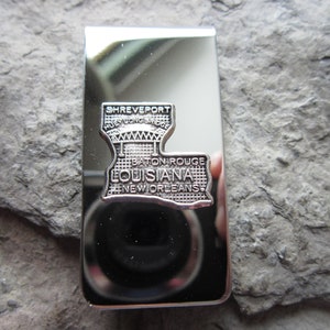 Stainless Steel State of Louisiana Cameo Money Clip - Nouvelle-Orléans, Baton Rouge, Cadeau de la fête des Pères - Anniversaire - Fête des Pères - Noël