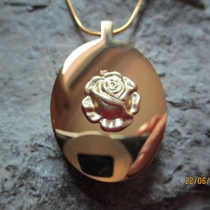 Gold Plated Stainless Steel Rose Urn Necklace - Ashes - Hair - Floral - Roses - Rose Bud - Lock of Hair - Memorial