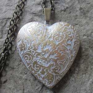 Bronze White Washed Heart Locket!!! High Quality - Photos, Keepsakes, Unique, Original, Bridal, Wedding