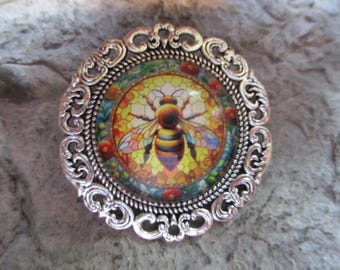 Choose Silver, Gold or Bronze - Glass Bee Brooch / Pin - Beautiful Detail and Great Quality - Bumble Bee, Honey, Insect, Summer, Beekeeper