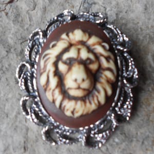 2 in 1 - Hand Painted Lion Cameo-  Brooch/Pin/Pendant -- Beautiful Detail and Great Quality!!!! Christmas, Holiday