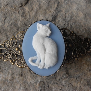 Kitty Cat Cameo Antiqued Bronze Filigree Barrette - Handmade - Hair Accessory - Cat Lover - Gift - Accessory