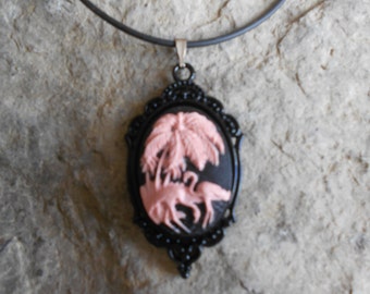 Stunning Flamingo Cameo Pendant Necklace--- Great Quality--- Unique Piece