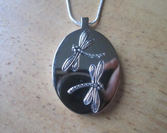 Choose Silver or Gold Dragonflies- Dragonfly Stainless Steel Urn Necklace - Ashes - Locket of Hair - Memorial - Flowers Urn