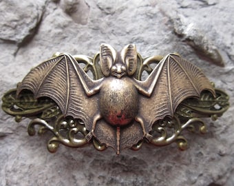 Vampire Bat Bronze Filigree Barrette - Hair Accessory - Hair Jewelry - Vampire - Halloween