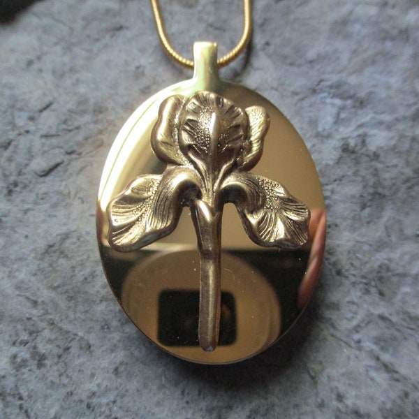 Choose Gold or Silver - Iris Stainless Steel Urn Necklace - Ashes - Lock of Hair  - Memorial - Urn