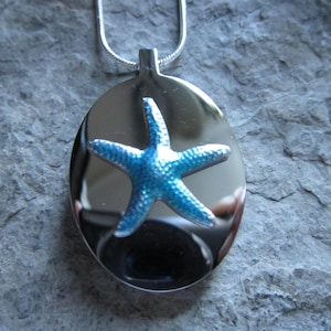 Colar de urna oval de aço inoxidável estrela do mar tropical - - Cinzas - Mecha de cabelo - Memorial - Flores - Urna - Joias de cremação