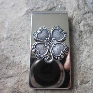 Choose Silver or Bronze - Irish Shamrock Stainless Steel Money Clip - Father&#39;s Day Gift - Lucky - Clover - Dad Gift- Father&#39;s Day