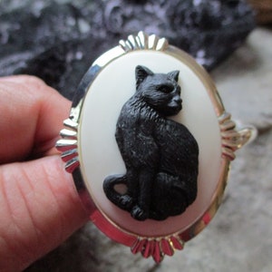 Choose Finish and Color, Cream/Black, Black/White or White/Blue - Cat Cameo Cuff Bracelet - Quality - Cat Lover - Cat Gift