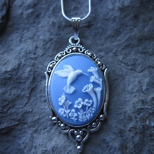 Choose Color - Hummingbird Cameo Pendant Necklace - Bird, Hummingbird Lover, Collector - Gift