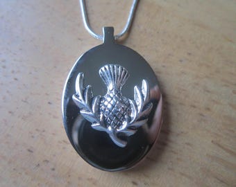 Scottish Thistle Stainless Steel Urn Necklace - Ashes -Locket of Hair  - Memorial - Urn - Scotland - Celtic