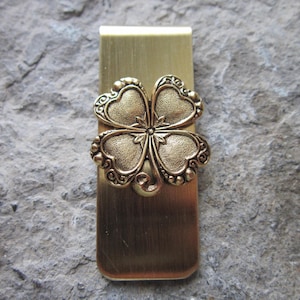 Gold Plated Brass Irish Shamrock Money Clip - Father&#39;s Day Gift - Lucky - Clover - Dad Gift - Father&#39;s Day - Celtic - Clover - Ireland