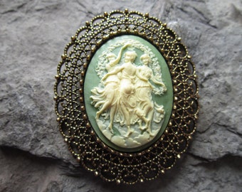 Choose Gold or Silver - 2 in 1 Graces, Muses, Dancing Cameo Brooch/Pin/Pendant - Unique - Victorian