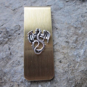 Gold Plated Brass or Stainless Steel Dragon Money Clip - Father&#39;s Day Gift - Dad Gift - Father&#39;s Day - Dragon Gift - Dragon Collector