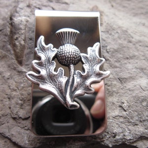 Stainless Steel Scottish Thistle Money Clip - Father&#39;s Day Gift - Dad - Father&#39;s Day - Celtic - Scotland - Irish