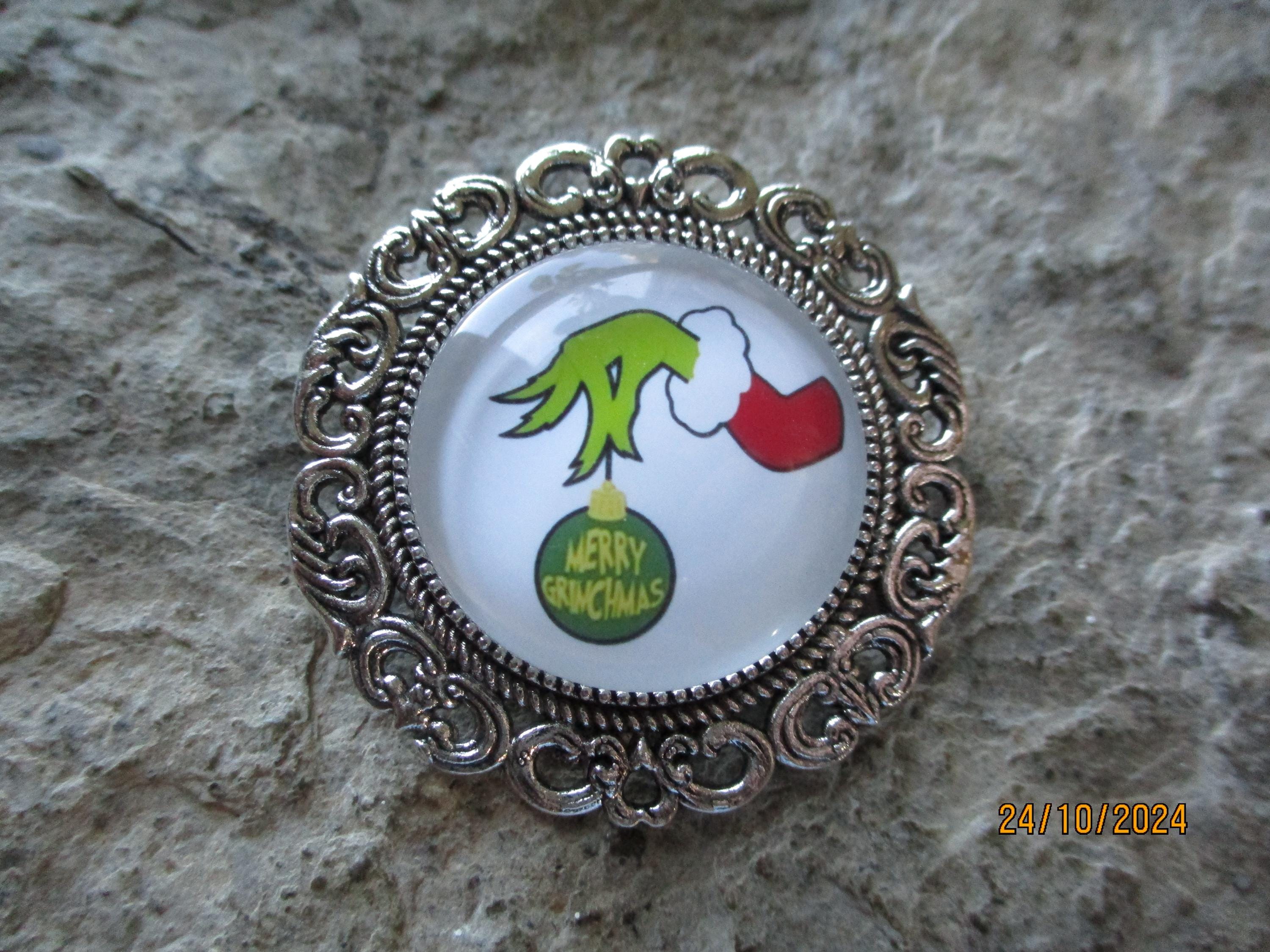 Choose Silver or Gold - Grinch Christmas Brooch/Pin - Merry Christmas - Holiday - Festive - Quality - How the Grinch Stole Christmas