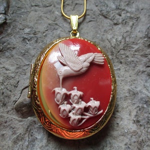 Choose Gold, Bronze, or Silver - Hummingbird Two Toned Locket - Wedding - Keepsake, Photo - Great Quality