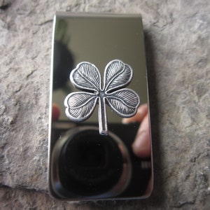 Irish Shamrock Stainless Steel Money Clip - Father&#39;s Day Gift - Lucky - Clover - Dad Gift- Father&#39;s Day